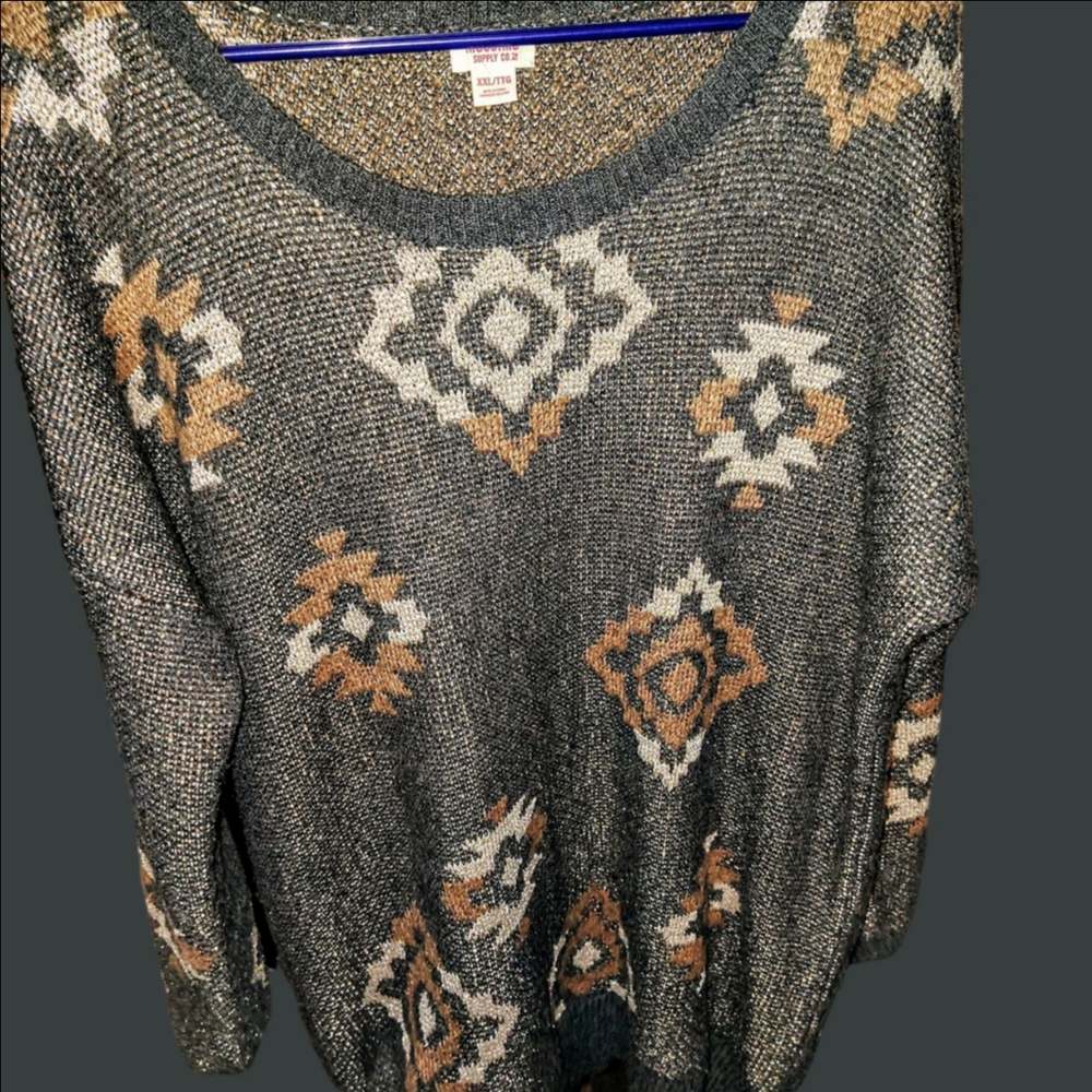 Mossimo Supply Co. XXL Womens Crewneck Knit Sweater in Brown and Gray